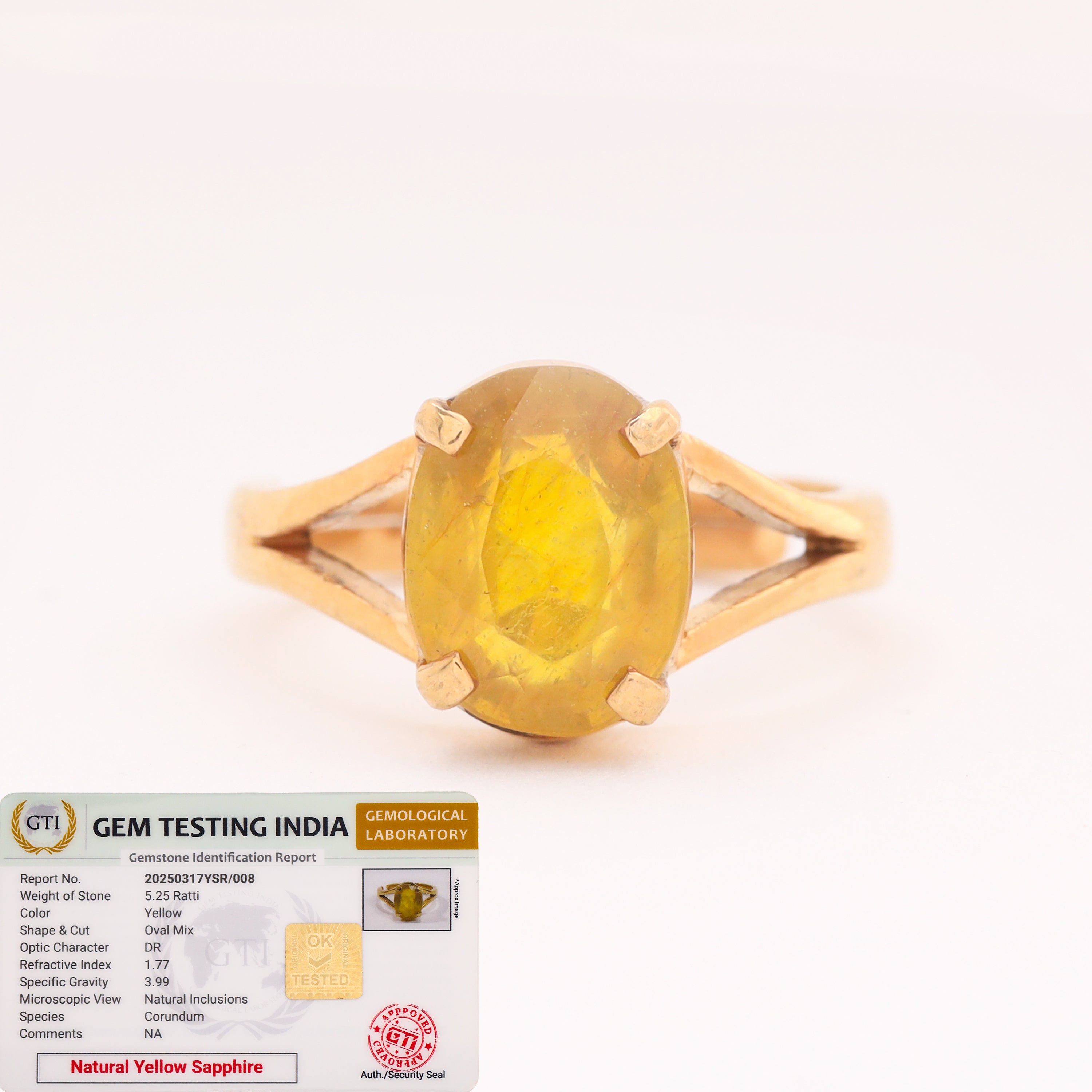 High Quality Yellow Sapphire (Pukhraj) Ring in Panchdhatu