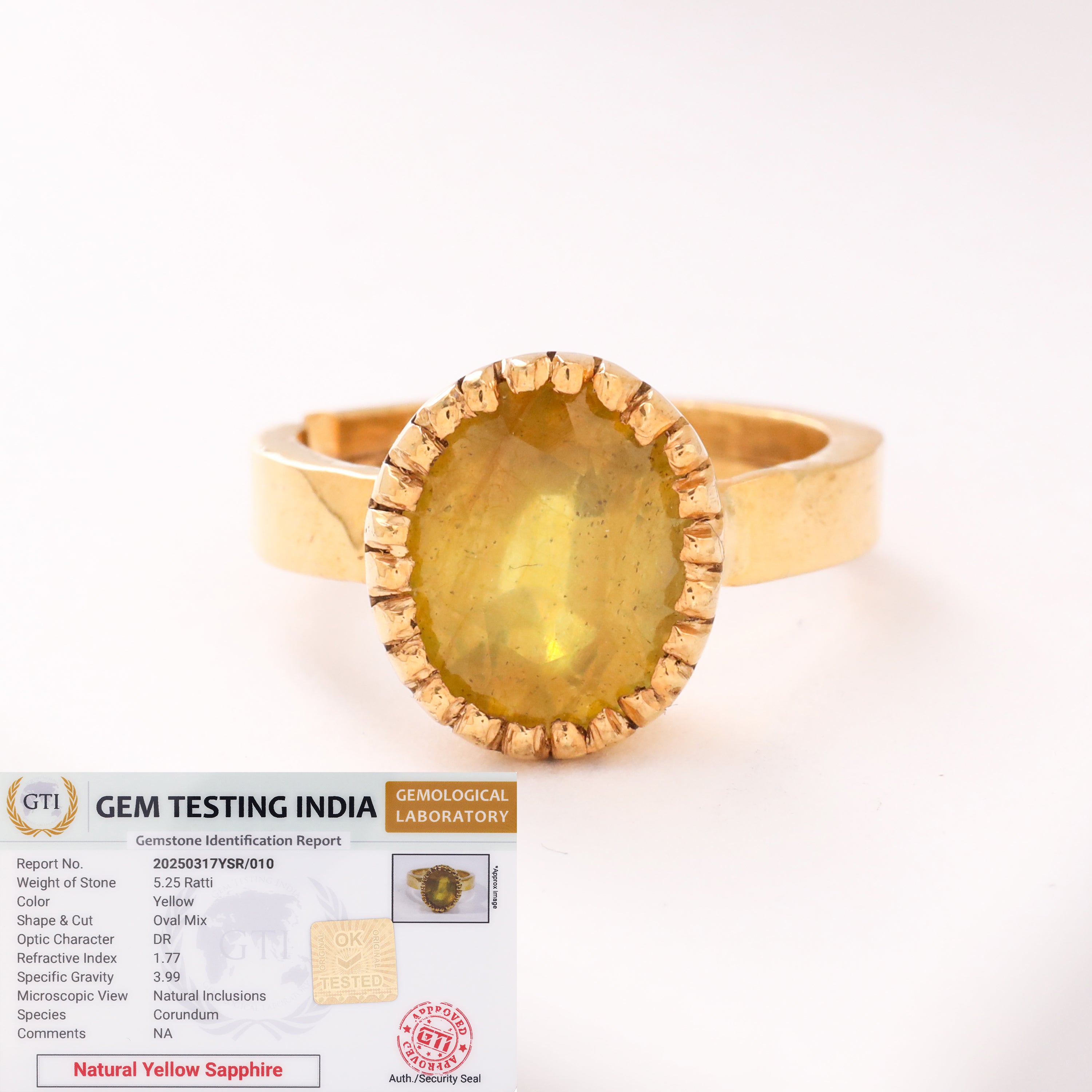 High Quality Yellow Sapphire (Pukhraj) Ring in Panchdhatu
