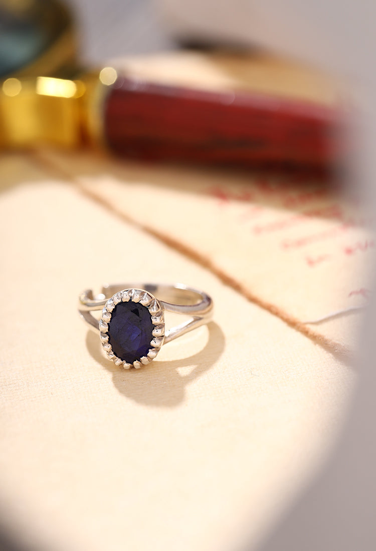 Blue Sapphire (Neelam) ring in Silver