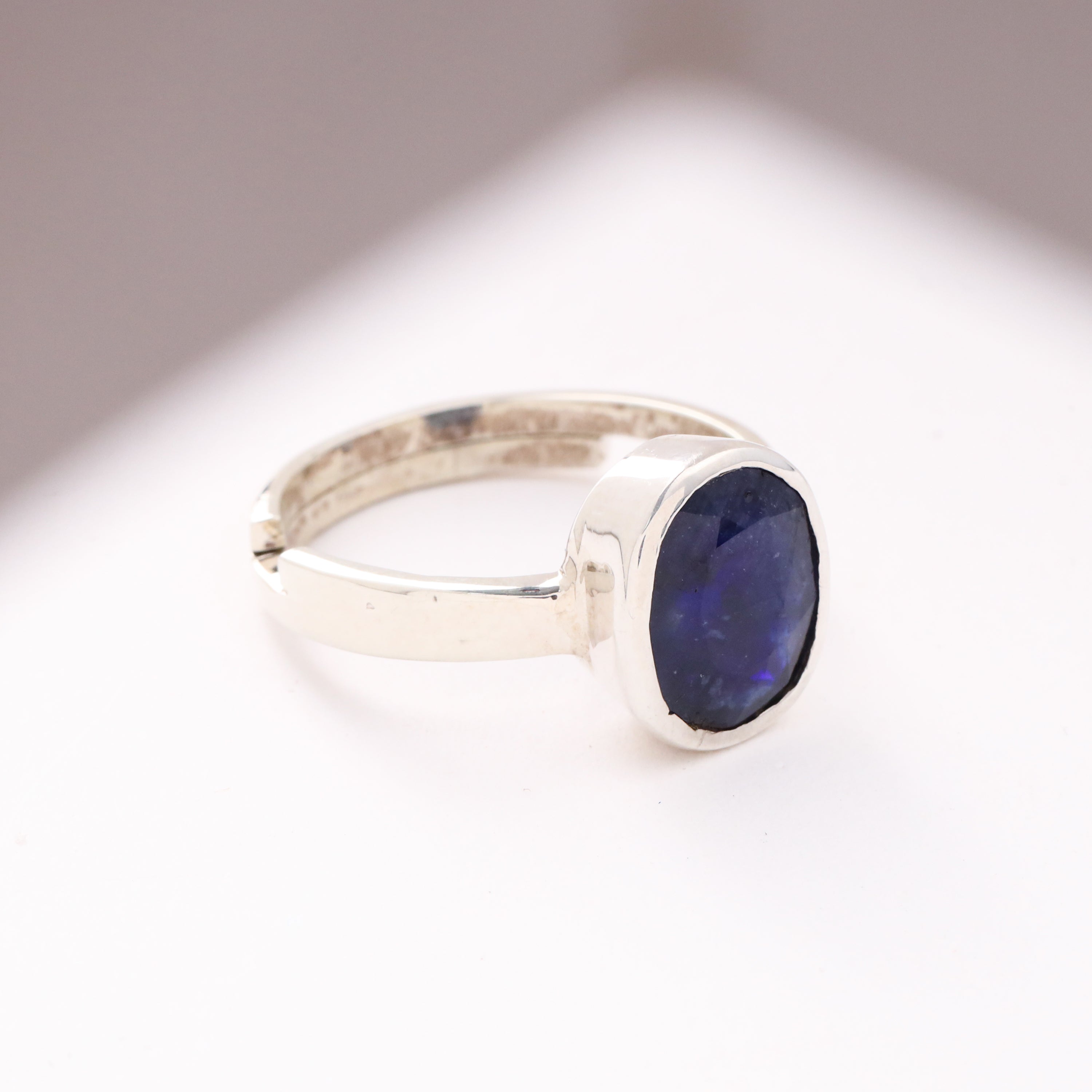 Blue Sapphire (Neelam) ring in Silver