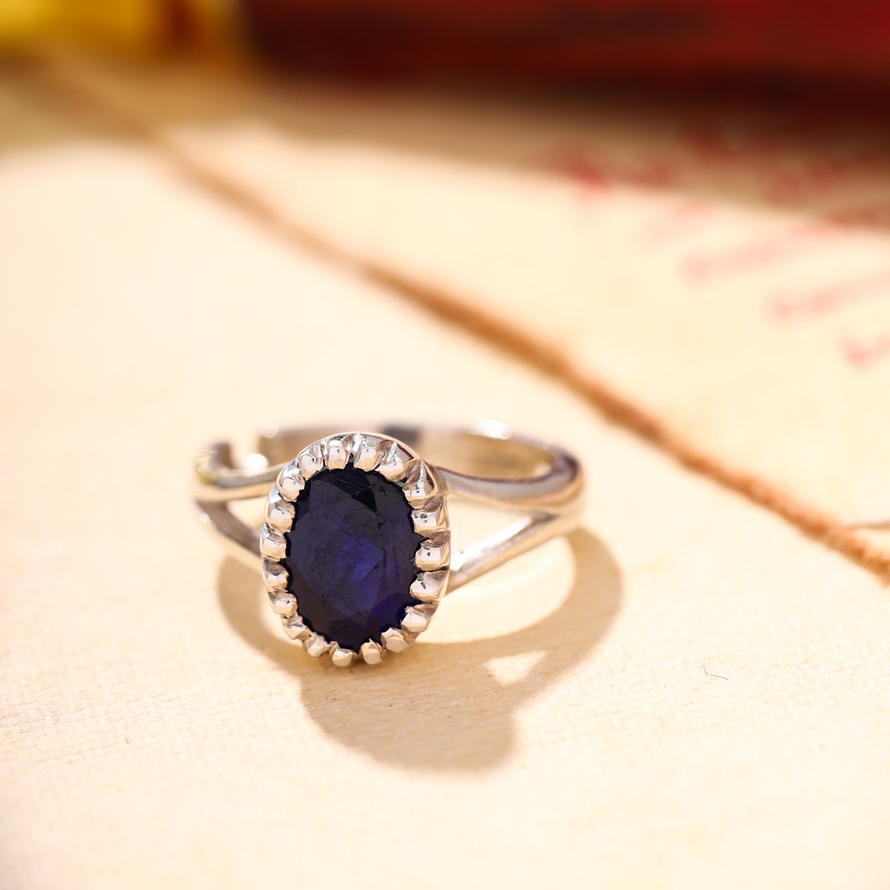 Blue Sapphire (Neelam) ring in Silver