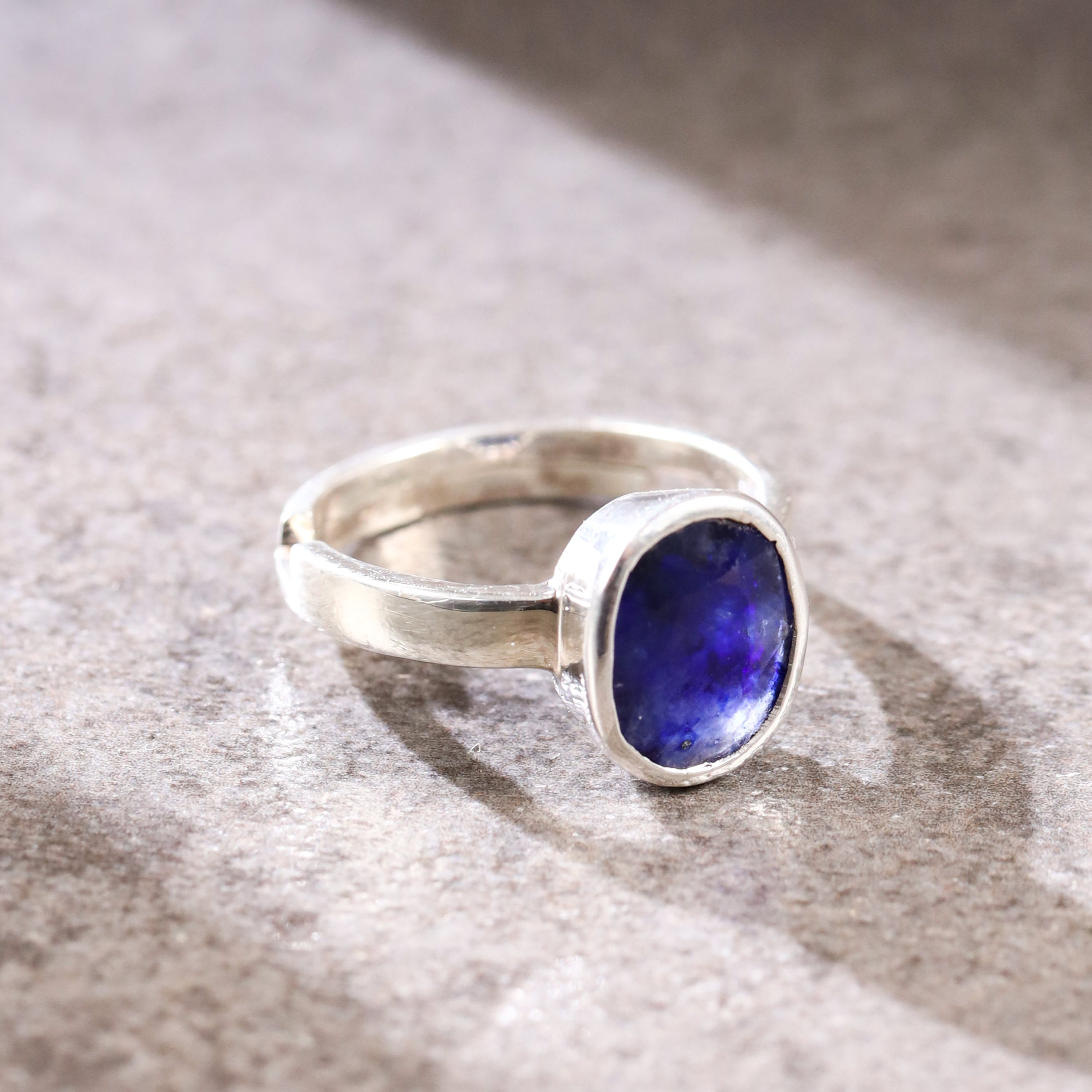 Blue Sapphire (Neelam) ring in Silver