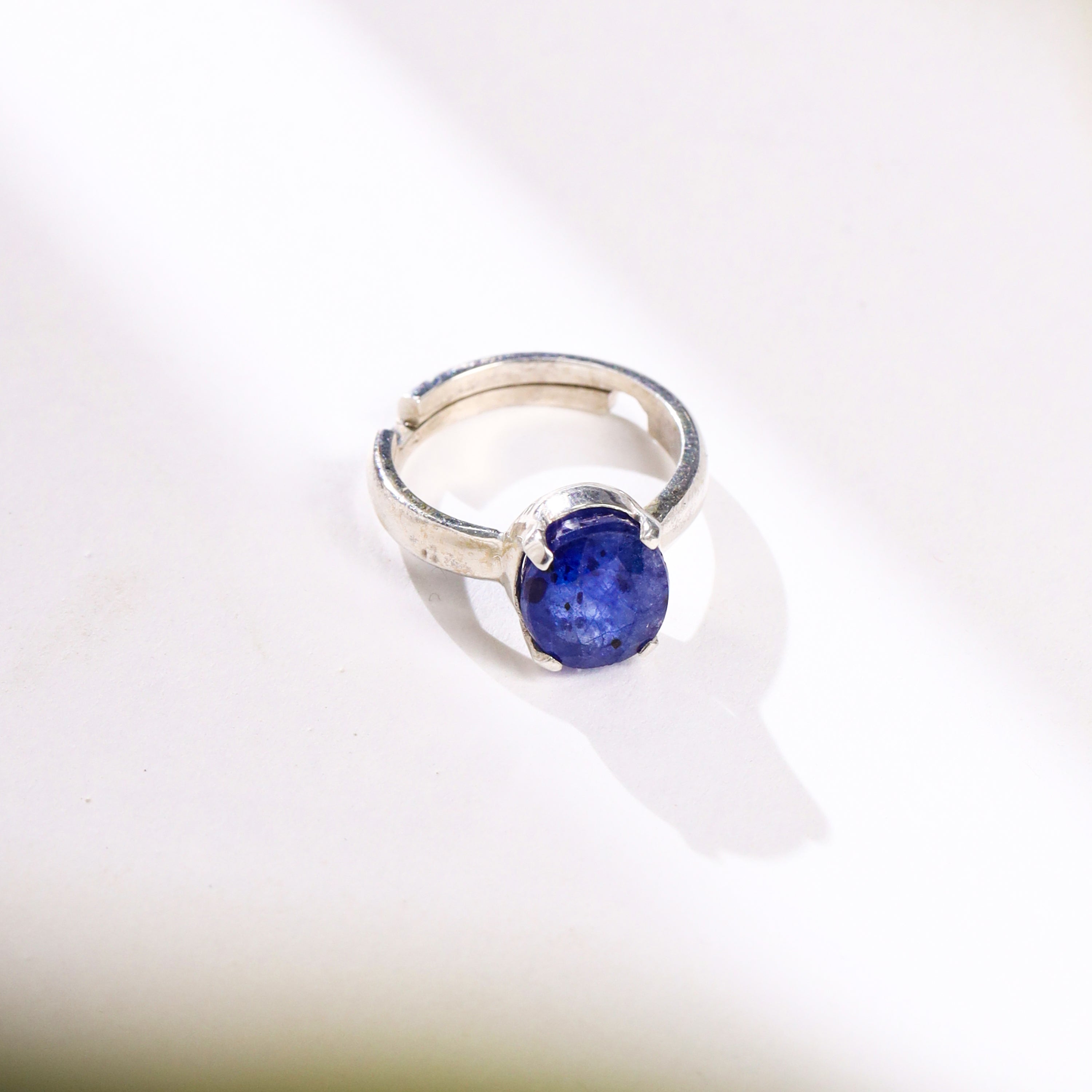 Blue Sapphire (Neelam) ring in Silver
