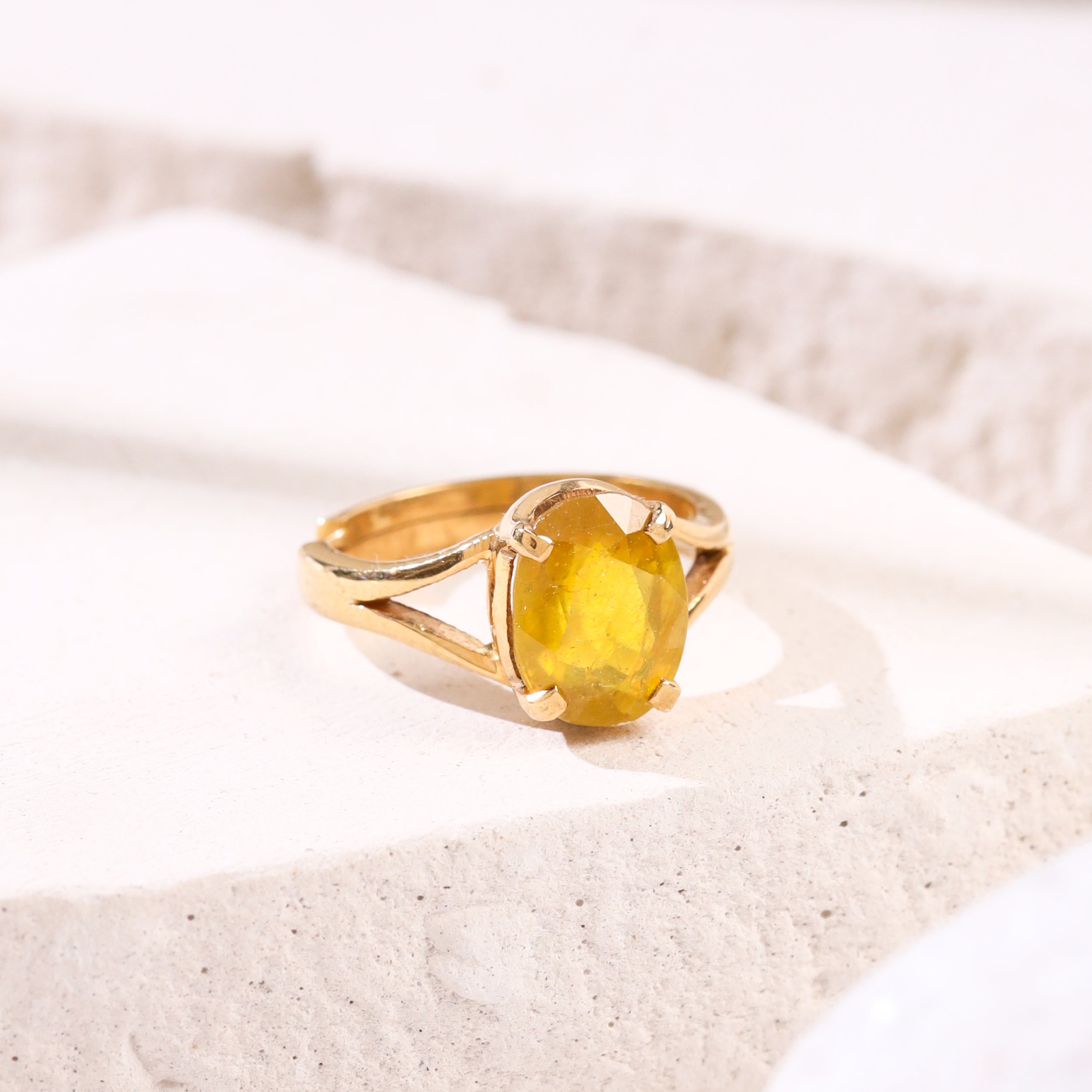 High Quality Yellow Sapphire (Pukhraj) Ring in Panchdhatu