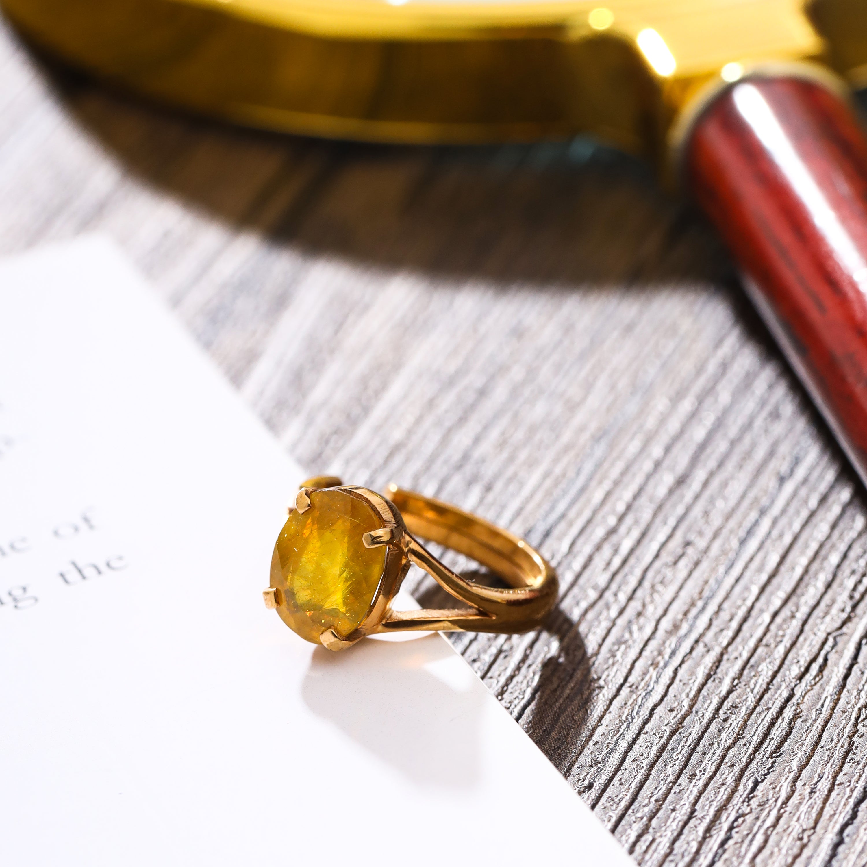 High Quality Yellow Sapphire (Pukhraj) Ring in Panchdhatu