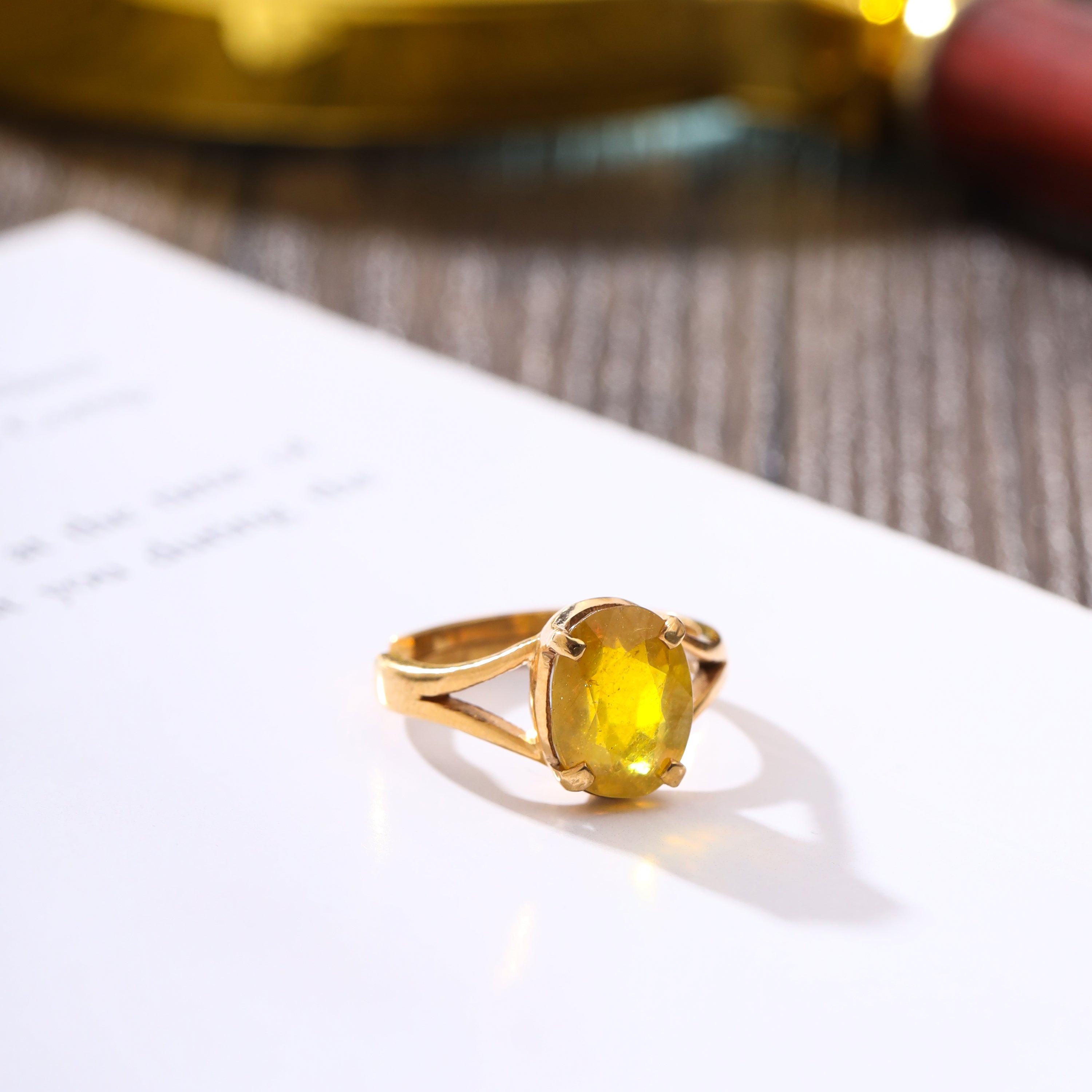 High Quality Yellow Sapphire (Pukhraj) Ring in Panchdhatu